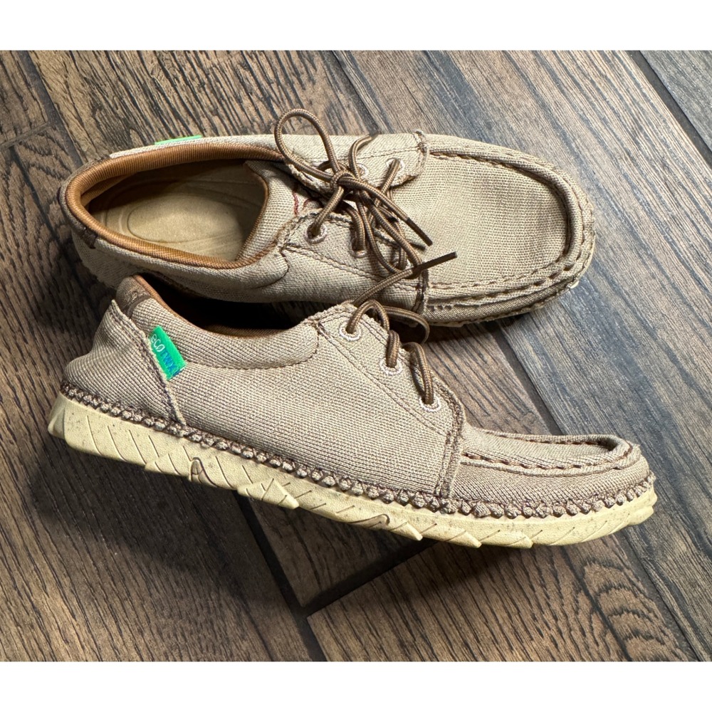 Twisted X‎ Womens Tan Canvas Zero X Shoes Moc Toe Eco TWX Comfort Size 7